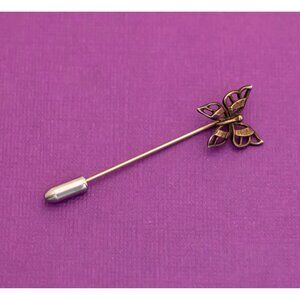 Vintage Boho Butterfly Silver Tone Stick Pin - Q9